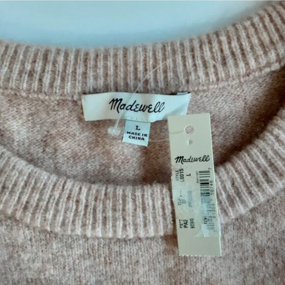 Madewell Balloon Sleeve Pullover Sweater Wool Alpaca Blend Blush Pink Sz L NWT - Picture 4 of 7